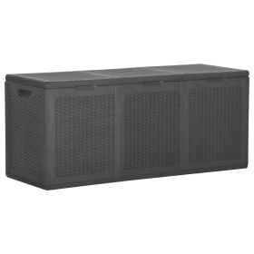 Patio Storage Box 71.3 gal Black PP Rattan