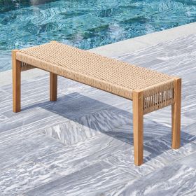 Chesapeake Honey 2Seater Patio Acacia Wood Mixed Strapped Rattan Garden Bench