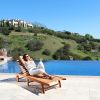 Malibu Outdoor Wood Folding Sunbathing Chaise Lounge