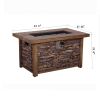 Best Choice Product 50,000 BTU Rectangle Fire Pit Table, Faux Woodgrain Top And Faux Stone Texture Base Propane Gas Fire Table For Outdoor