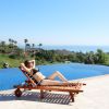 Malibu Outdoor Wood Folding Sunbathing Chaise Lounge