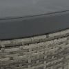 2 Seater Patio Sofa with Cushions and Parasol Gray Poly Rattan