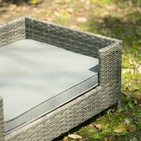 Dog Bed, Pet Bed, Pet Enclosures, Pet Outdoor Furniture, Pet Patio Furniture, Seasonal PE Wicker Pet Furniture, Dog Bed With Cushion (Color: as Pic)