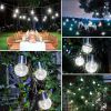 Garden Cracked Glass Ball Hanging Solar Lights with Handle and Clip